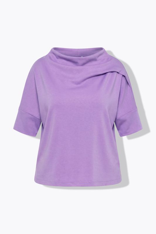 Asymmetric Draped Shoulder Oversized Fit Stretch Sweatshirt