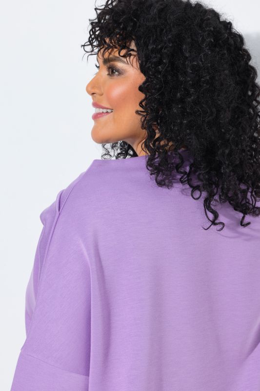 Asymmetric Draped Shoulder Oversized Fit Stretch Sweatshirt