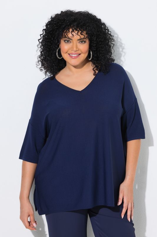 Oversized 3/4 Sleeve V-Neck Sweater