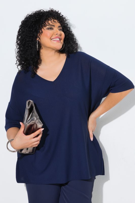 Oversized 3/4 Sleeve V-Neck Sweater
