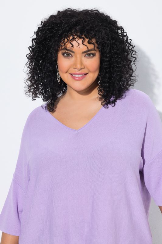 Oversized 3/4 Sleeve V-Neck Sweater
