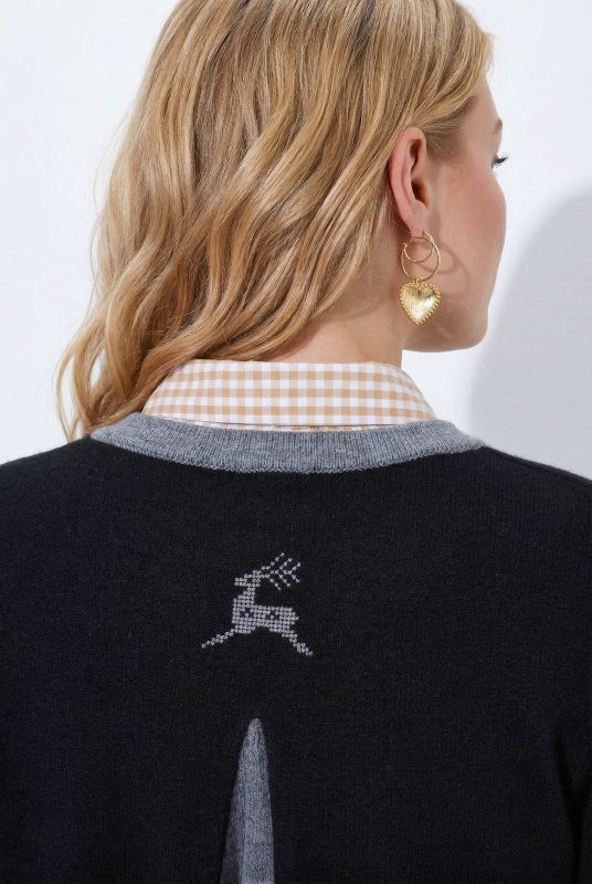 Knit Deer Motif Cardigan