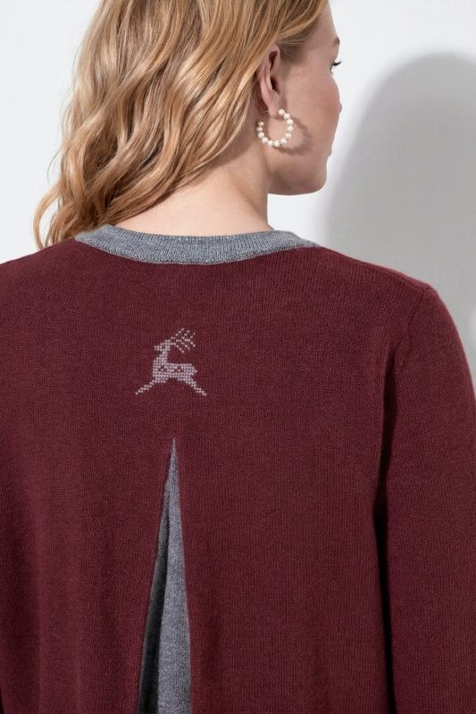 Knit Deer Motif Cardigan