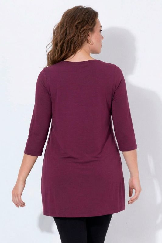 V-Neck Swing A-line Hem Cotton Knit Tunic