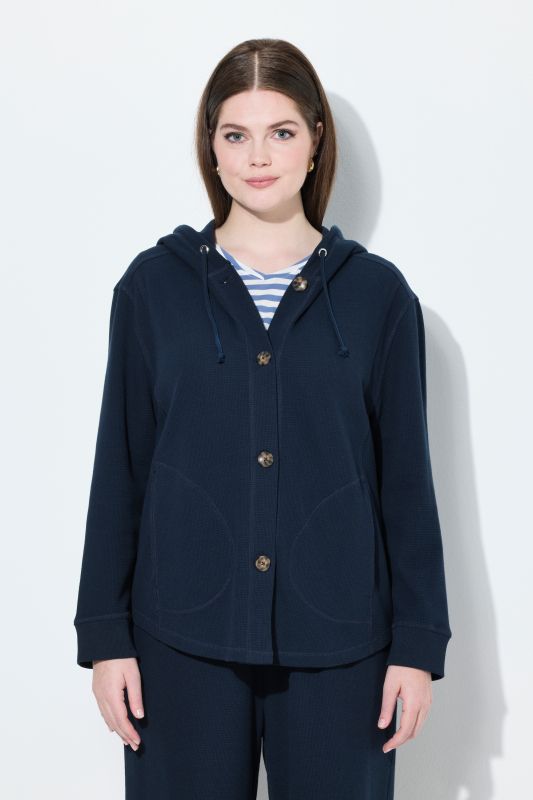Eco Cotton Waffle Texture Long Sleeve Hoodie