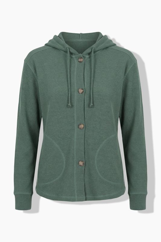 Eco Cotton Waffle Texture Long Sleeve Hoodie