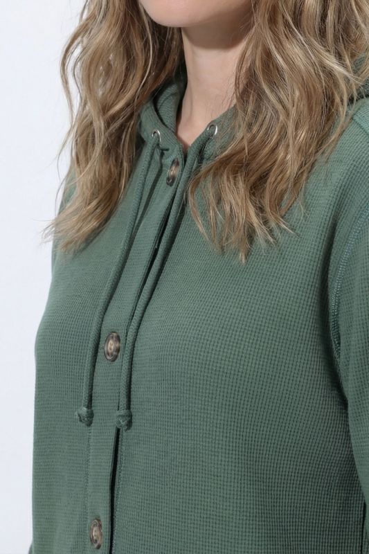 Eco Cotton Waffle Texture Long Sleeve Hoodie