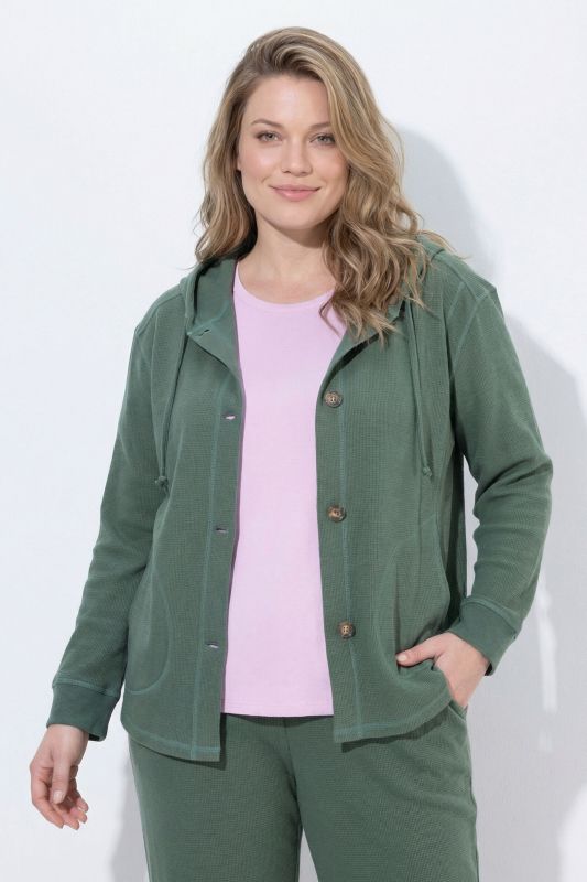 Eco Cotton Waffle Texture Long Sleeve Hoodie