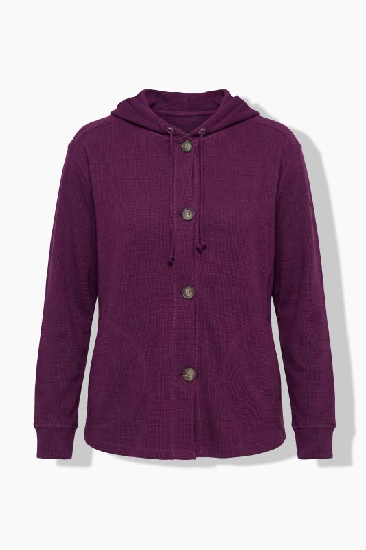 Eco Cotton Waffle Texture Long Sleeve Hoodie