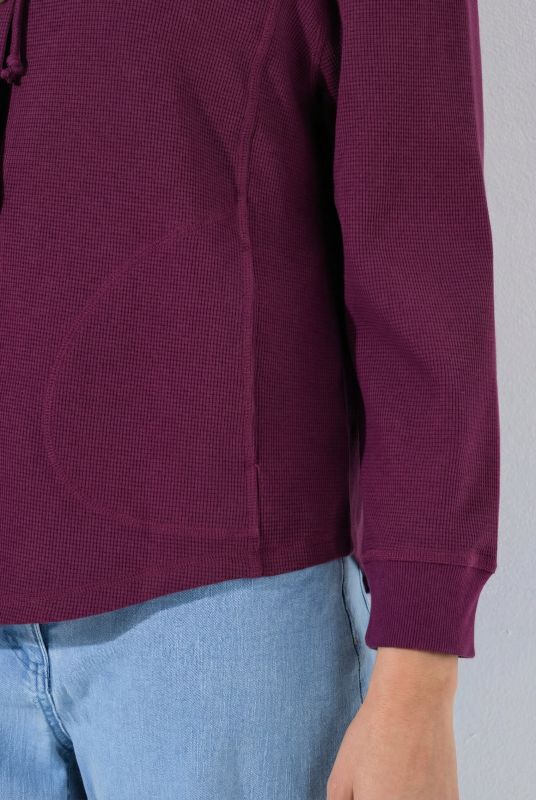 Eco Cotton Waffle Texture Long Sleeve Hoodie
