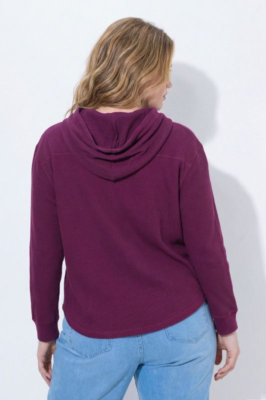 Eco Cotton Waffle Texture Long Sleeve Hoodie