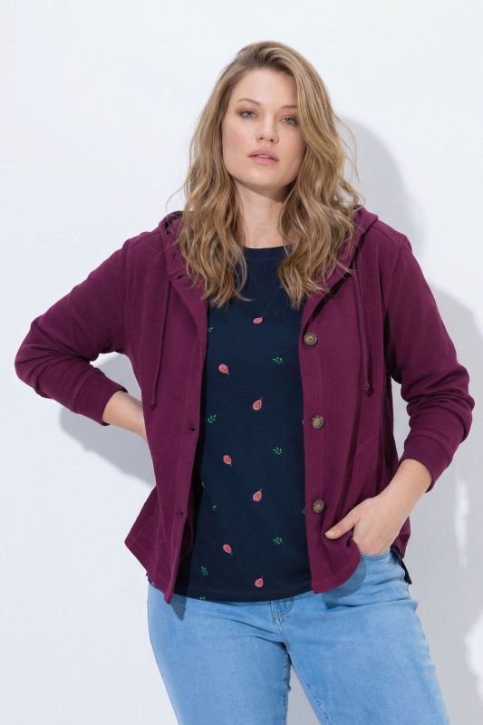 Eco Cotton Waffle Texture Long Sleeve Hoodie