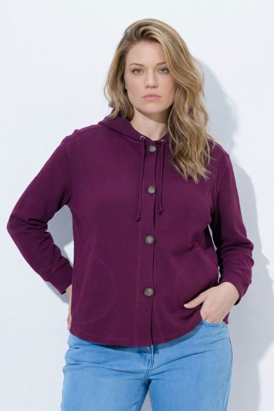 Eco Cotton Waffle Texture Long Sleeve Hoodie