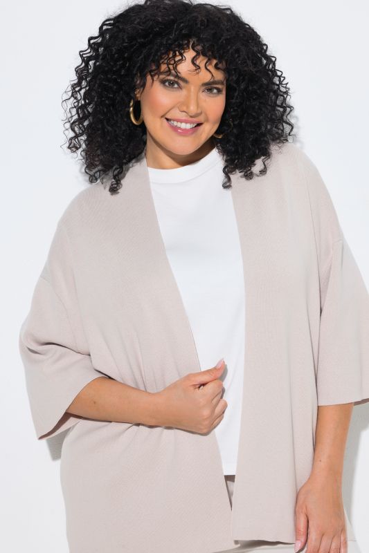 Oversized Shawl Collar 3/4 Sleeve Cardigan