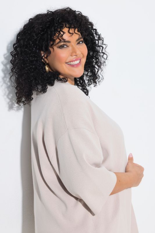 Oversized Shawl Collar 3/4 Sleeve Cardigan