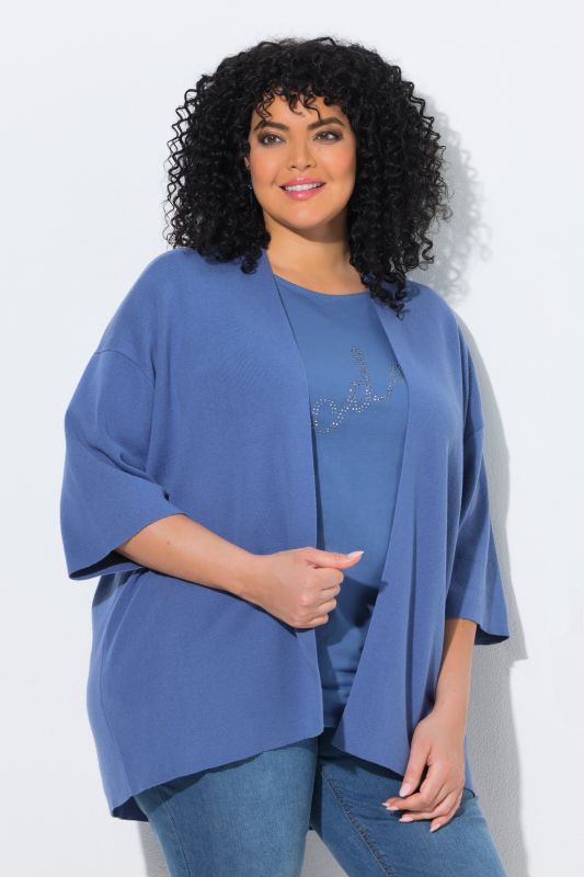 Oversized Shawl Collar 3/4 Sleeve Cardigan