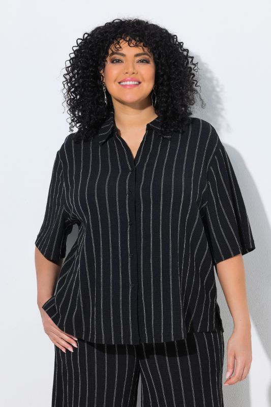 Striped Short Sleeve Jersey Blouse