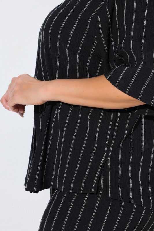 Striped Short Sleeve Jersey Blouse