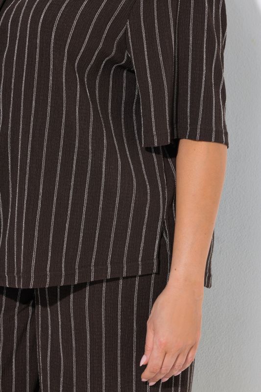 Striped Short Sleeve Jersey Blouse