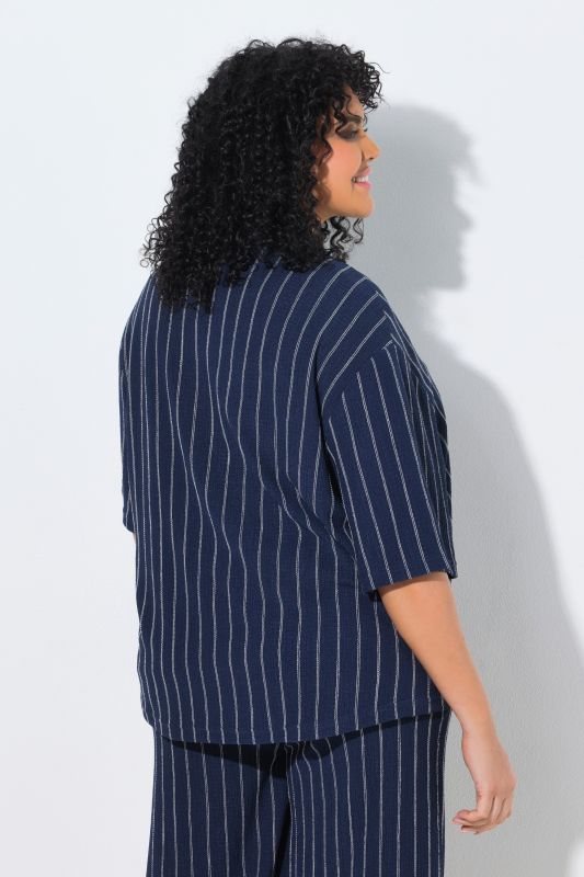 Striped Short Sleeve Jersey Blouse