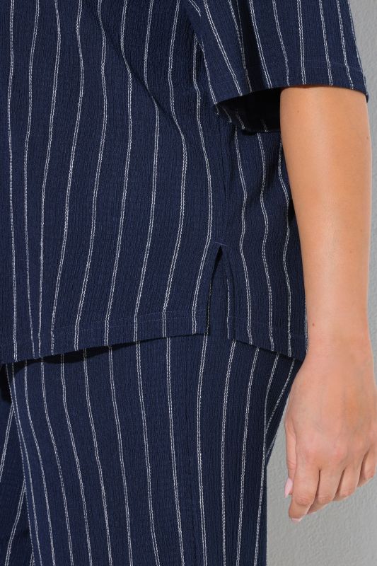 Striped Short Sleeve Jersey Blouse