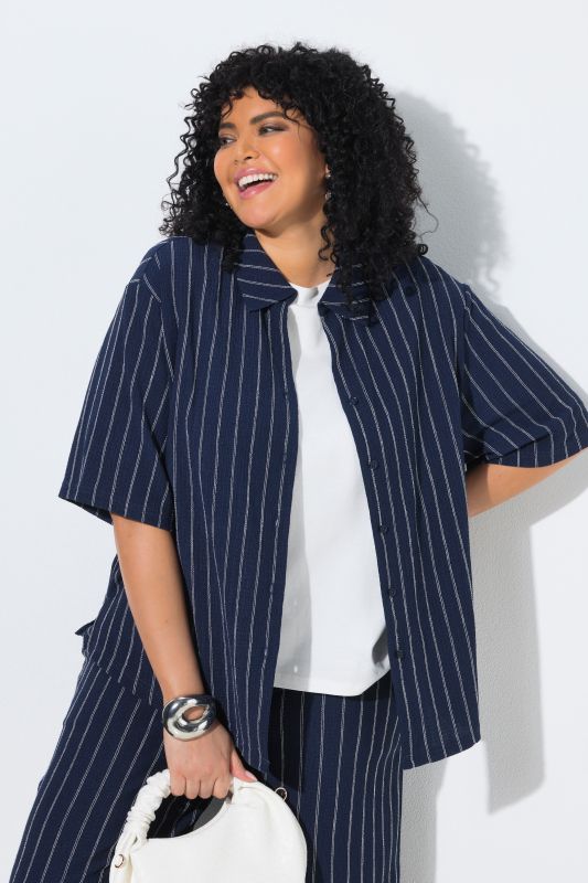 Striped Short Sleeve Jersey Blouse