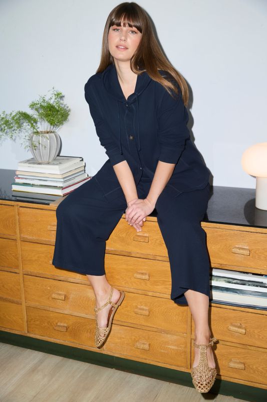 Eco Cotton Waffle Texture Elastic Waist Culottes