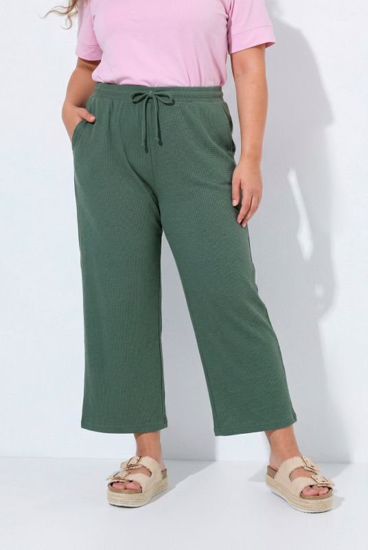 Eco Cotton Waffle Texture Elastic Waist Culottes
