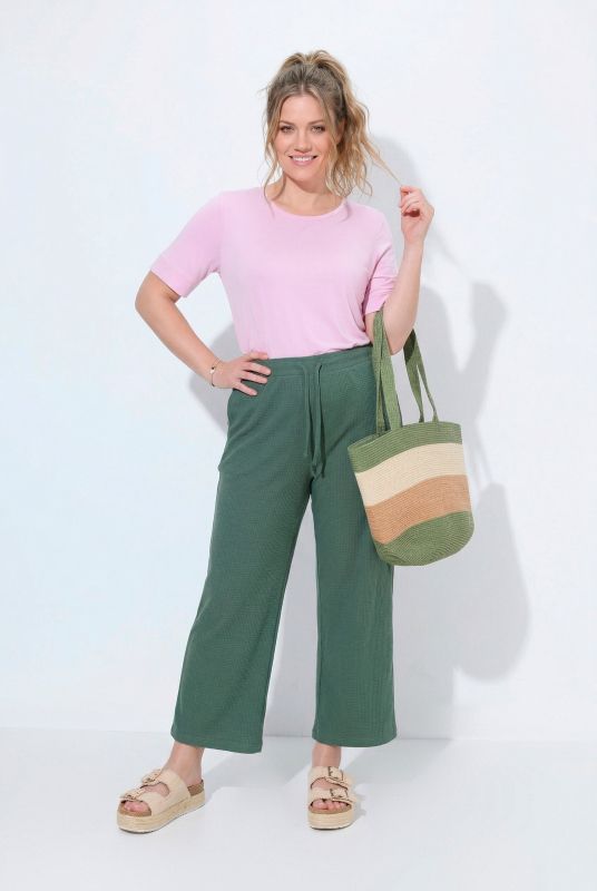 Eco Cotton Waffle Texture Elastic Waist Culottes