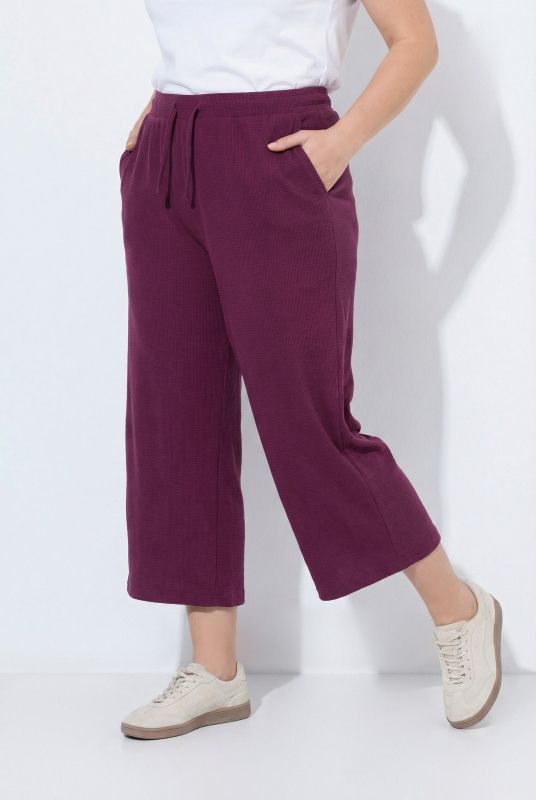 Eco Cotton Waffle Texture Elastic Waist Culottes