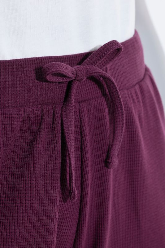 Eco Cotton Waffle Texture Elastic Waist Culottes