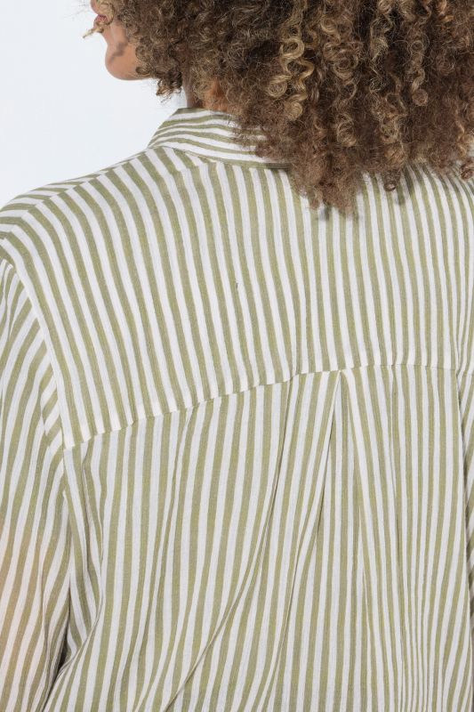 Striped Button Down Crepe Blouse