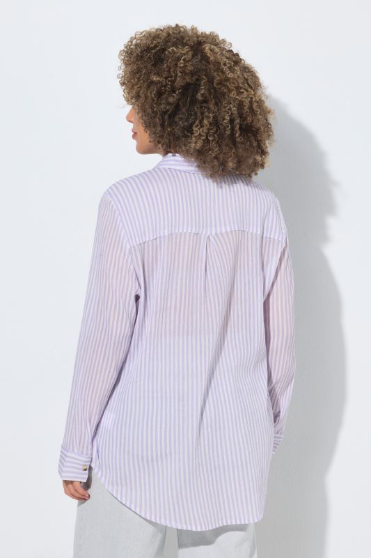 Striped Button Down Crepe Blouse
