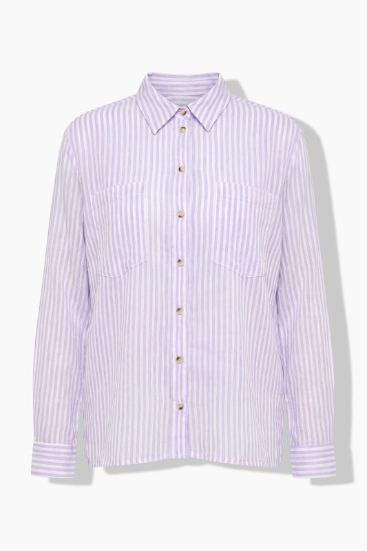 Striped Button Down Crepe Blouse