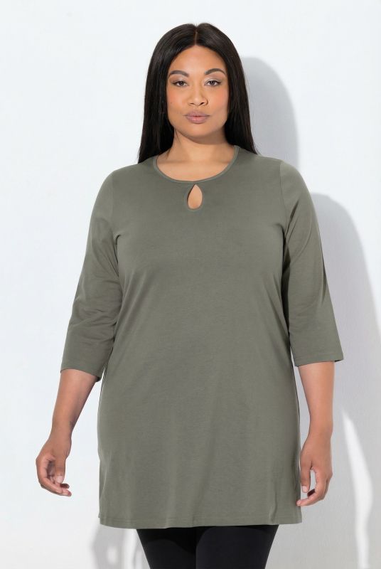 Keyhole Cutout 3/4 Sleeve Knit Tunic