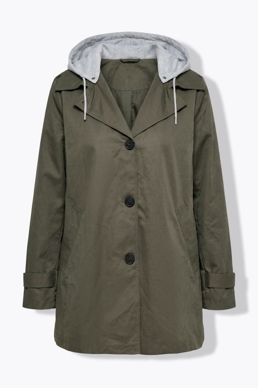 Тренчкот със сваляща се качулка от трико