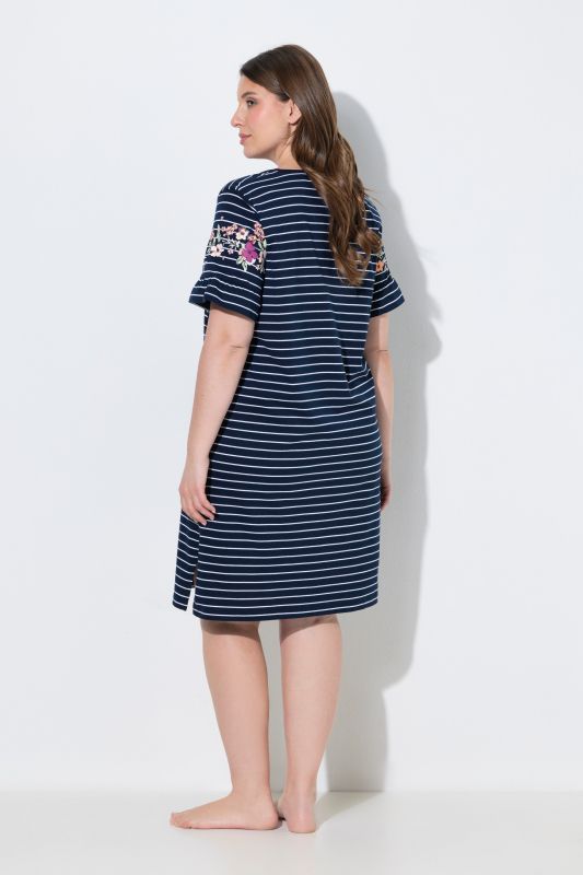 Floral Stripe Short Sleeve Nightgown