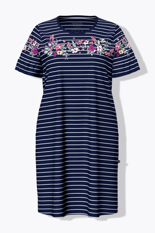 Floral Stripe Short Sleeve Nightgown