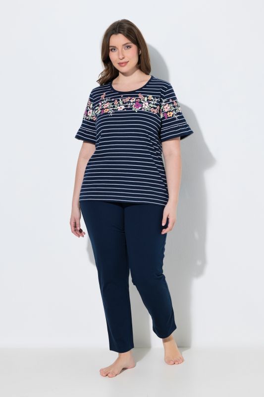Floral Stripe Two Piece Pajama Set