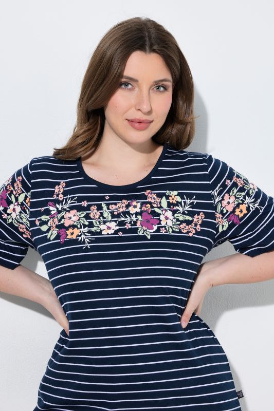 Floral Stripe Two Piece Pajama Set
