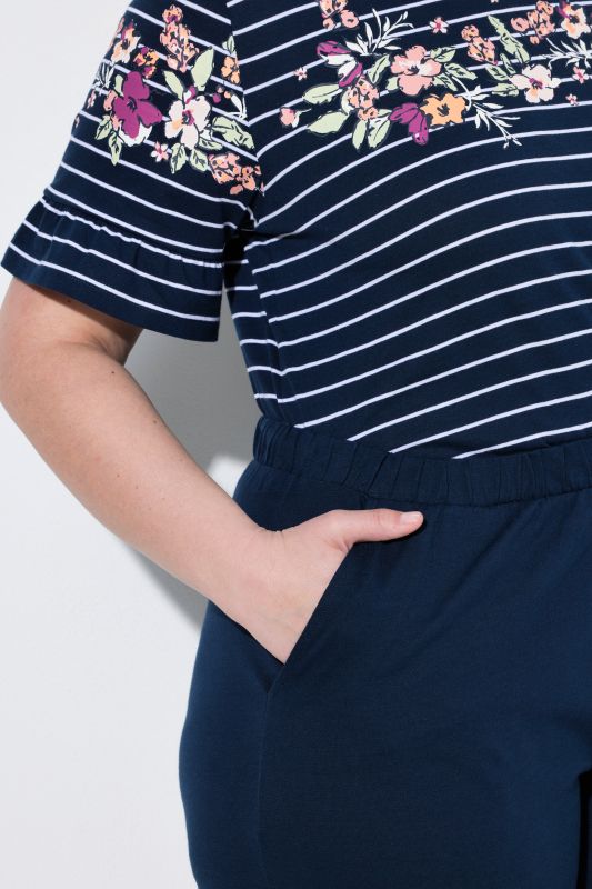 Floral Stripe Two Piece Pajama Set