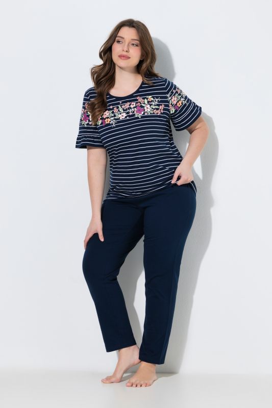 Floral Stripe Two Piece Pajama Set