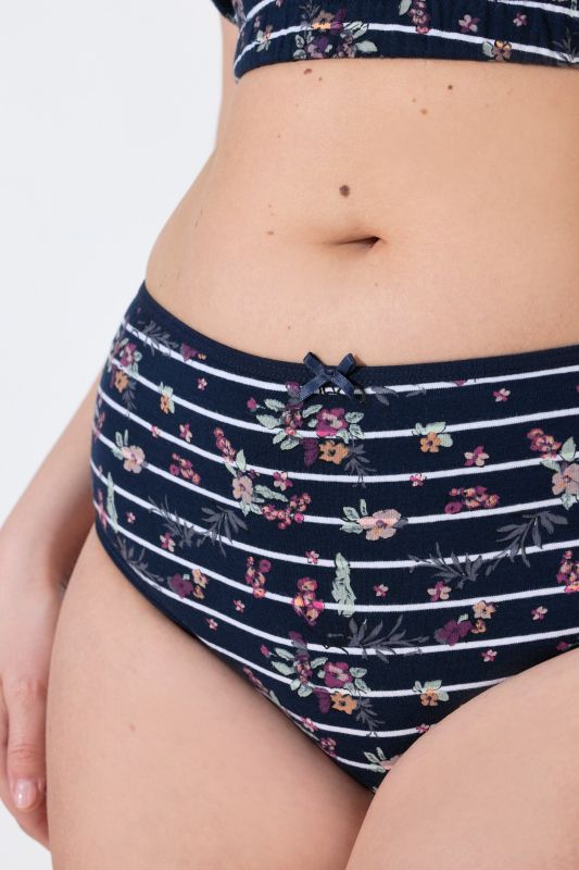 2 Pack Eco Cotton Floral Stripe Midi Briefs