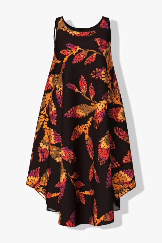 Sunset Leaves Sleeveless A-Line Dress