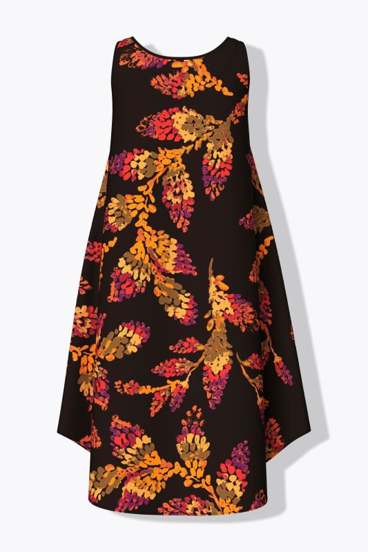 Sunset Leaves Sleeveless A-Line Dress