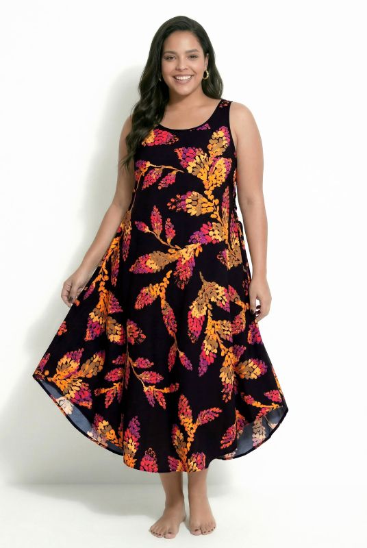 Sunset Leaves Sleeveless A-Line Dress