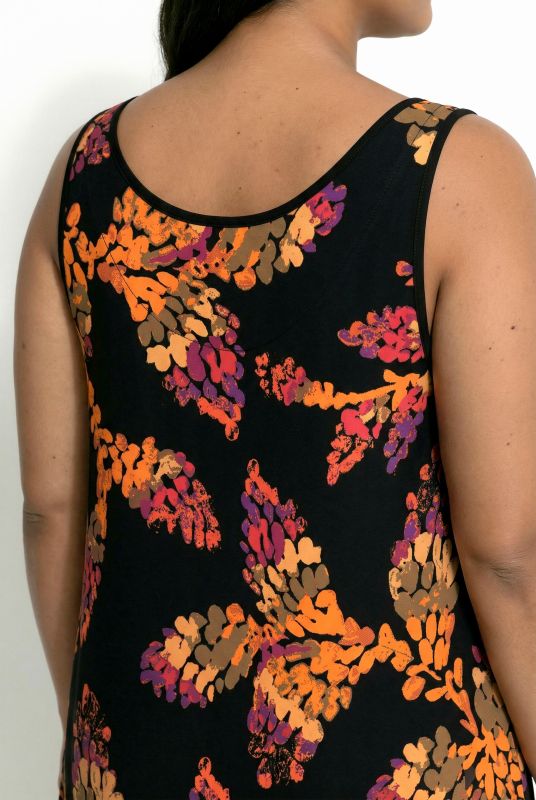 Sunset Leaves Sleeveless A-Line Dress