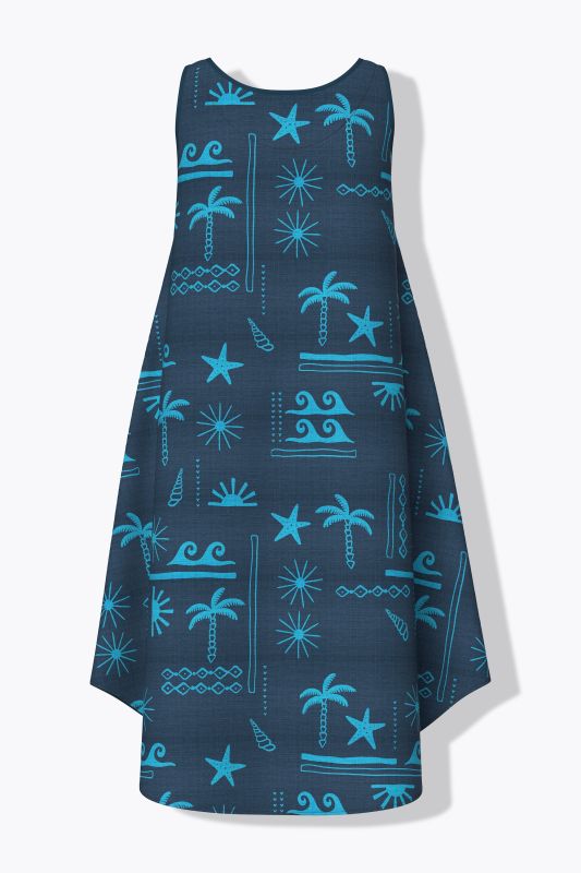 Holiday Print Sleeveless A-Line Dress
