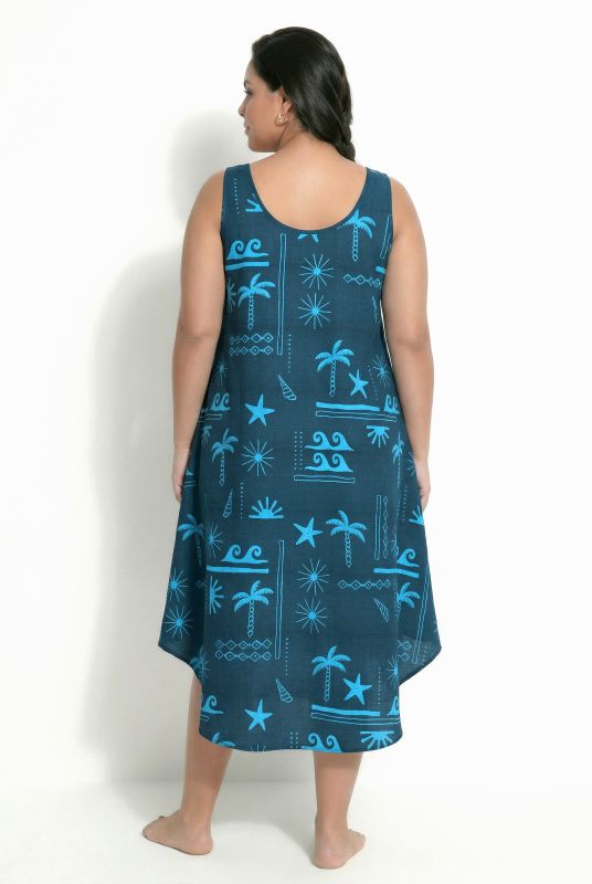 Holiday Print Sleeveless A-Line Dress