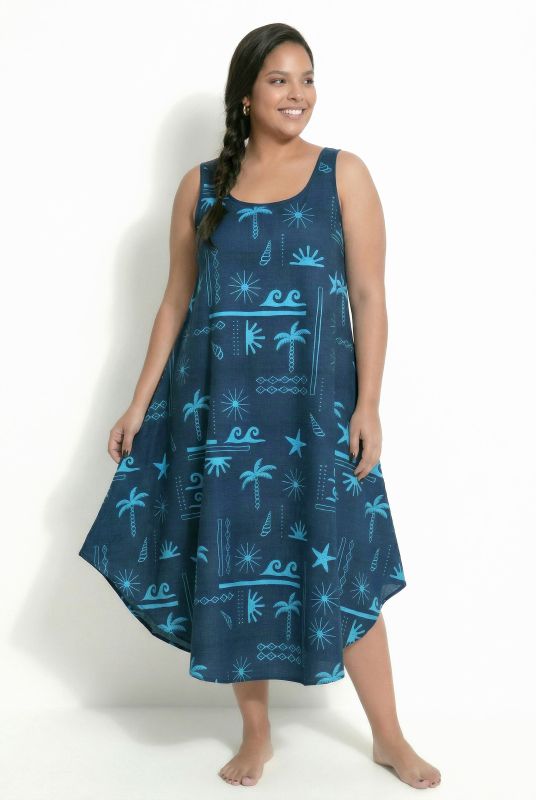 Holiday Print Sleeveless A-Line Dress